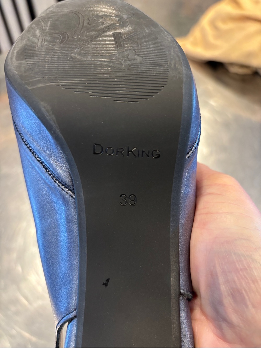 Dorking Blue Shimmer Peep-Toe Slingback Heels Size 39 Timeless Comfort Travel - Picture 7 of 10